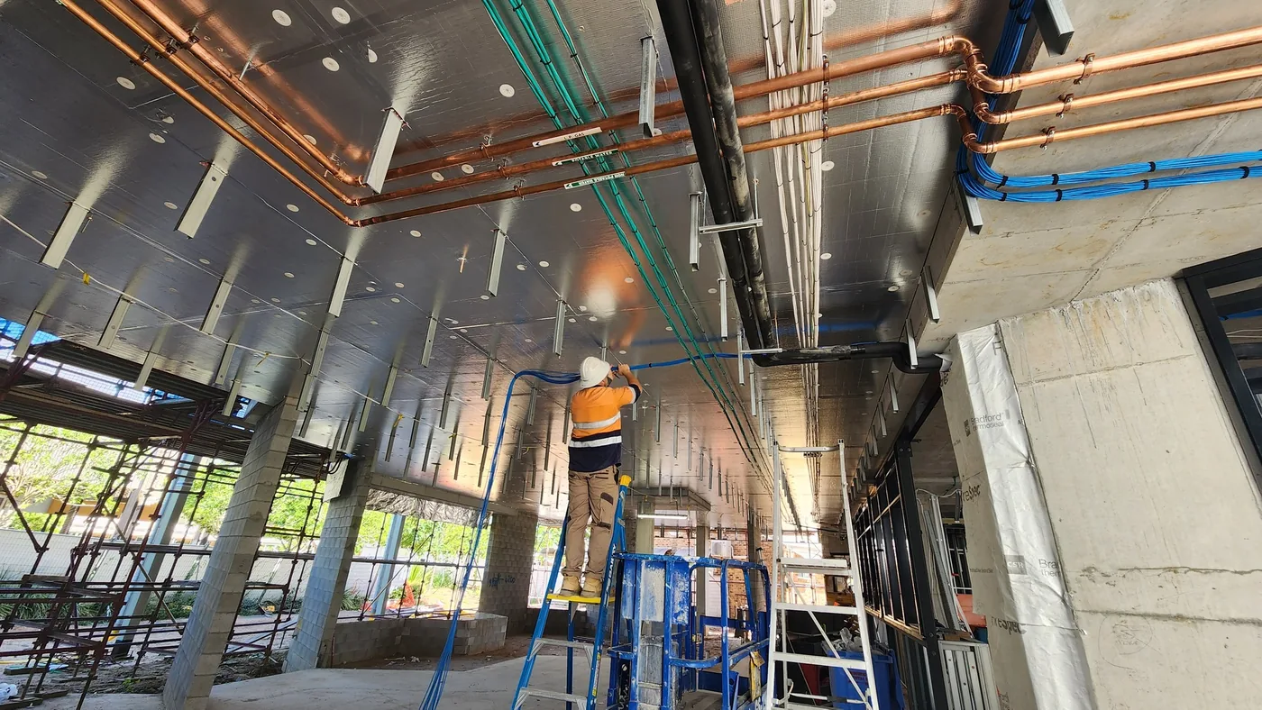 Commercial electrical services installed within a commercial building