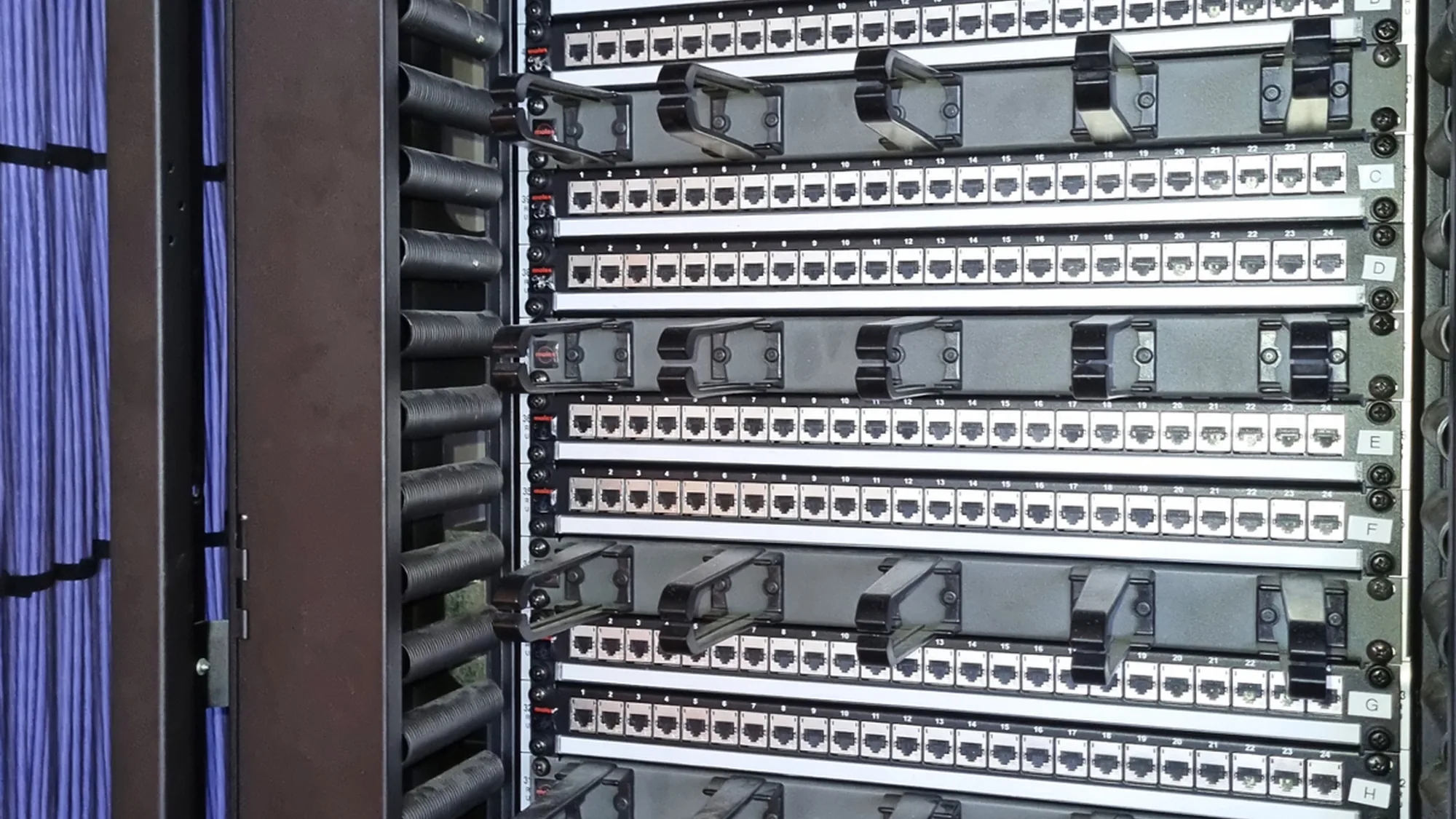 Structured cabling and fibre optic rack installed by EDC Systems