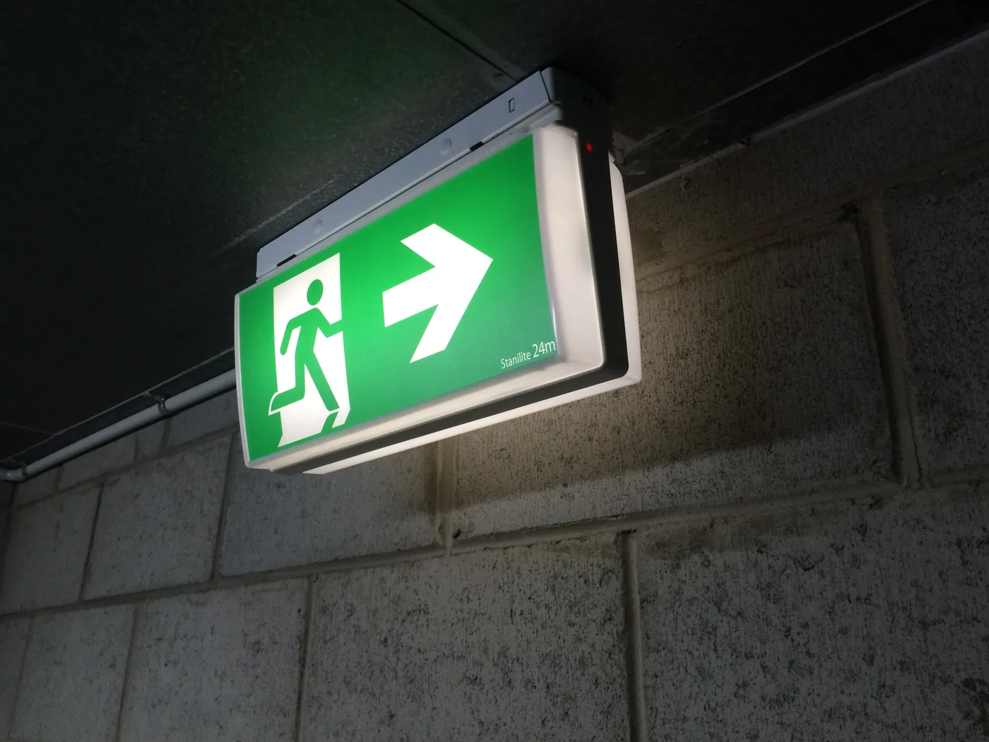 Installed emergency exit light
