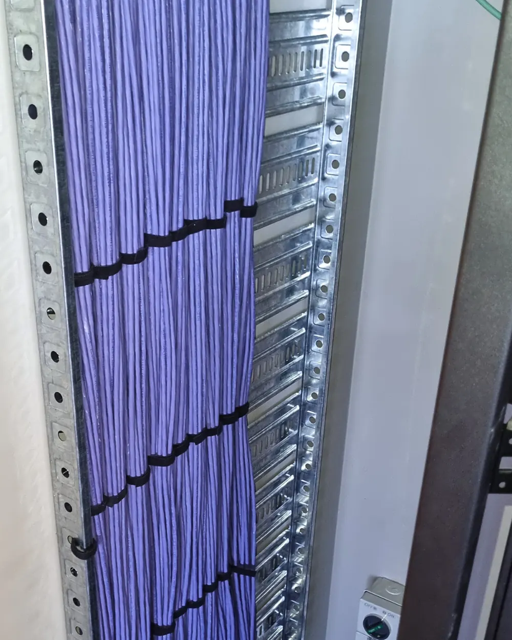 Managed fibre backbone cabling in a government communications rack