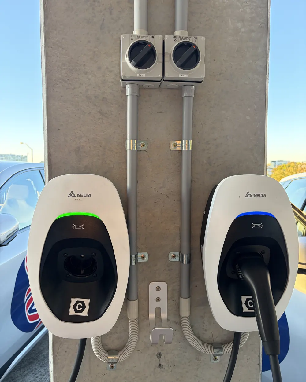 EV charging infrastructure installed at a healthcare facility