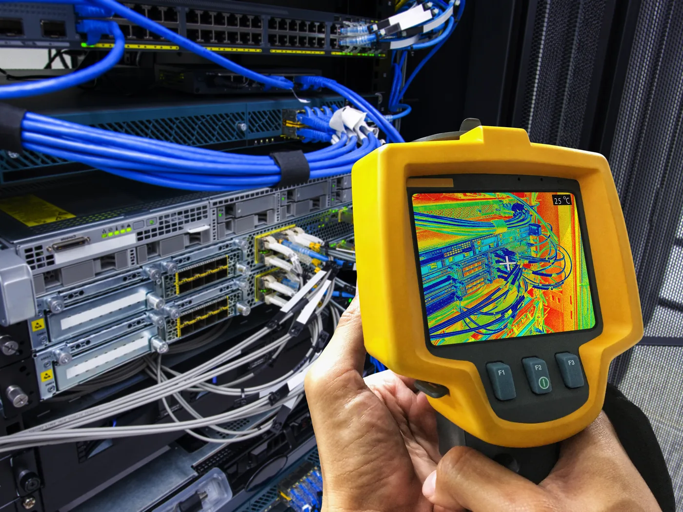 Thermal camera inspection of communications equipment