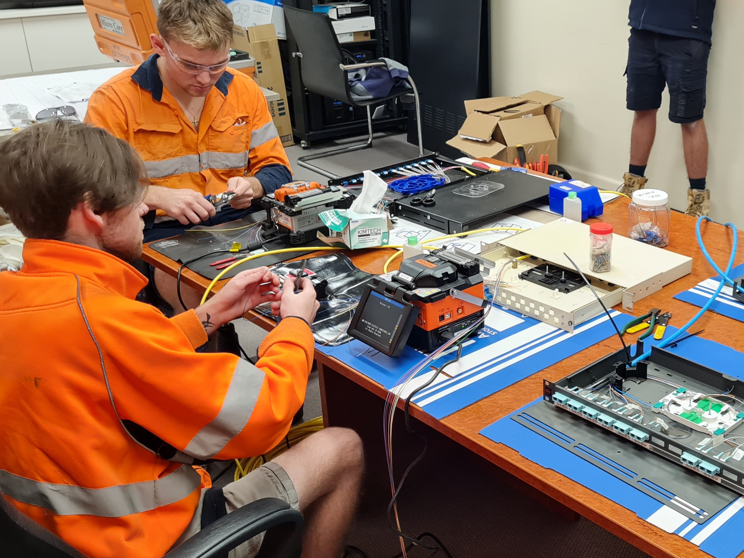 EDC Systems QLD team developing practical fibre optic skills